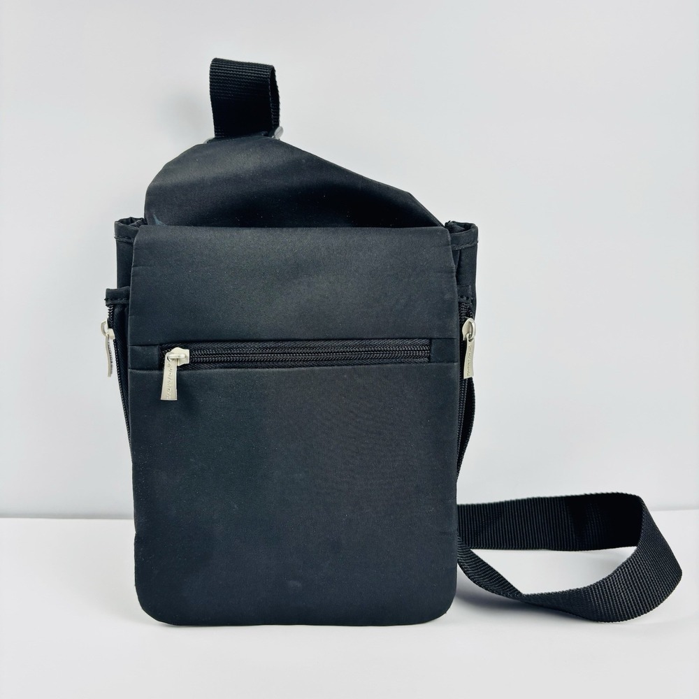 Travelon Messenger Crossbody Sling Bag Anti- Theft Black Purse Modern Sleek